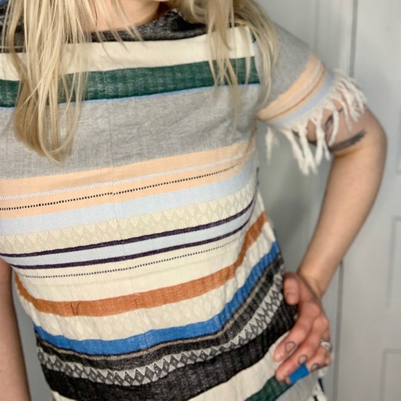 The Odells Rainbow Striped Fringe Top - Picture 7 of 9